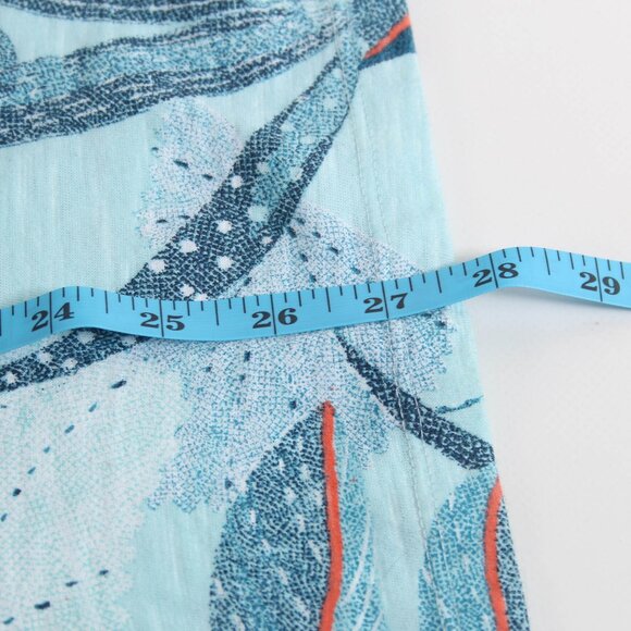 Chico’s Size 3 Blue Tropical Floral Tee Short Sleeve Pocket Cotton Top - Picture 8 of 8